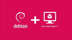 debian ve microsoft hyper-v logosu aynı görselde