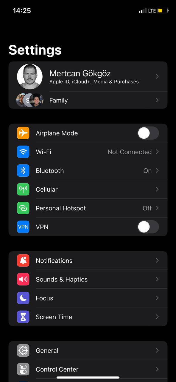 settings > apple id