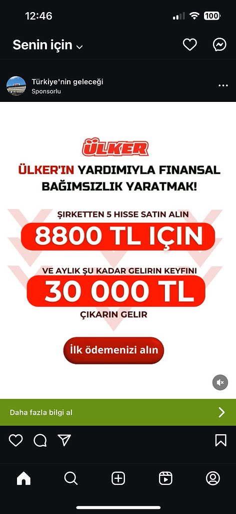 Dolandırıcıların Kullandığı Reklam Görselleri 75 Ülker ile finansal bağımsızlık fırsatı.