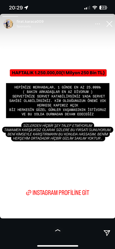 Dolandırıcıların Kullandığı Reklam Görselleri 79 Yatırım fırsatı, haftalık gelir teklifi, profilinize gidin.