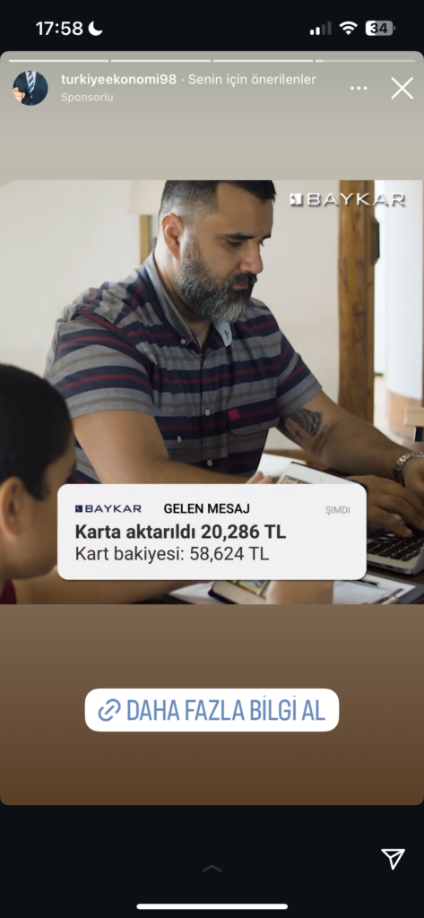 Dolandırıcıların Kullandığı Reklam Görselleri 52 Karta 20,286 TL aktarıldı, bakiye 58,624 TL.
