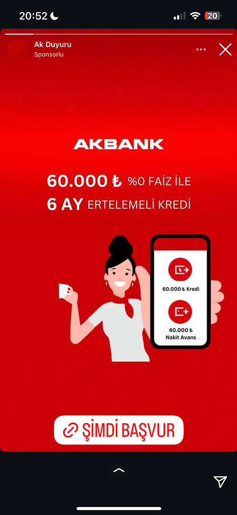 Dolandırıcıların Kullandığı Reklam Görselleri 66 Akbank faizsiz kredi ve nakit avans fırsatı