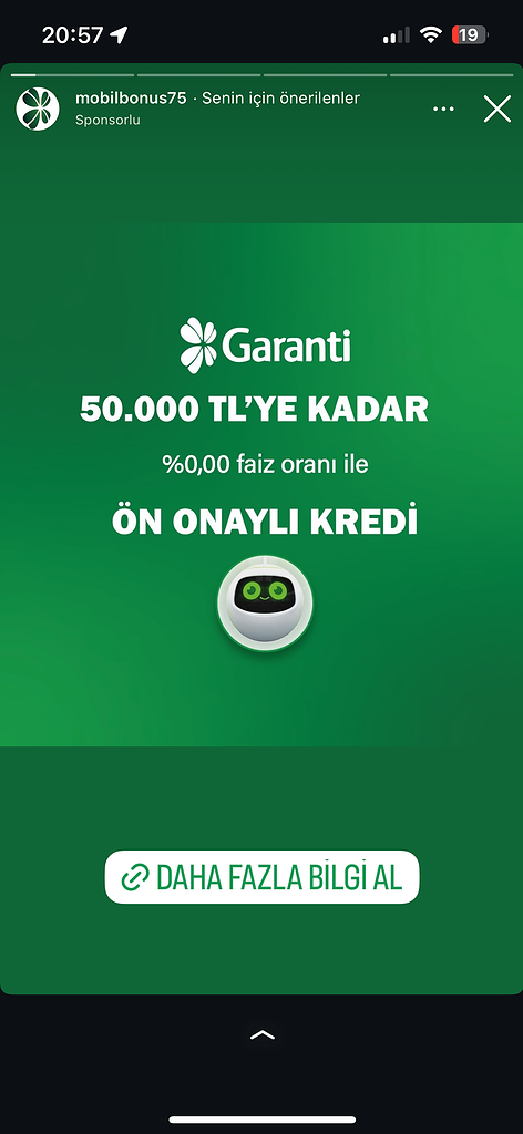 Dolandırıcıların Kullandığı Reklam Görselleri 78 Ön onaylı kredi, faizsiz, 50.000 TL'ye kadar.