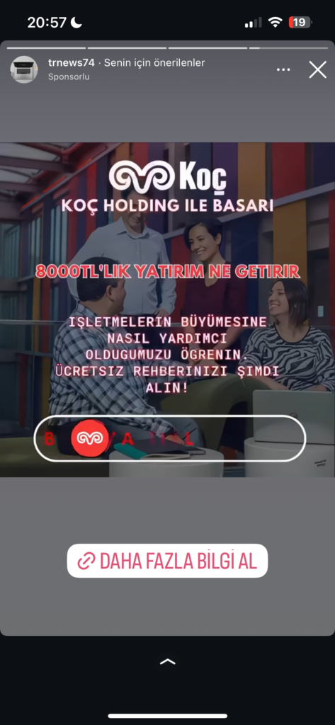 Dolandırıcıların Kullandığı Reklam Görselleri 36 Koç Holding yatırım rehberi, büyümeye katkı sağlar.