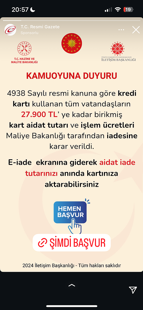 Dolandırıcıların Kullandığı Reklam Görselleri 62 Kredi kartı aidat iadesi duyurusu, hemen başvurun.