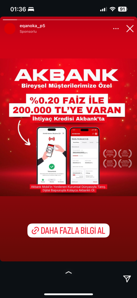 Dolandırıcıların Kullandığı Reklam Görselleri 46 Akbank'tan düşük faizli ihtiyaç kredisi fırsatı.