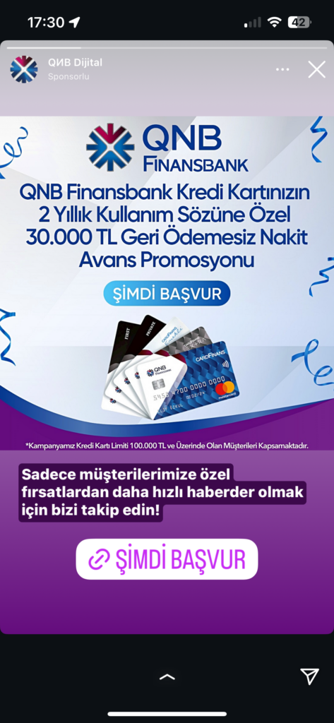 Dolandırıcıların Kullandığı Reklam Görselleri 20 QNB Finansbank kart avantajları ve başvuru seçenekleri.