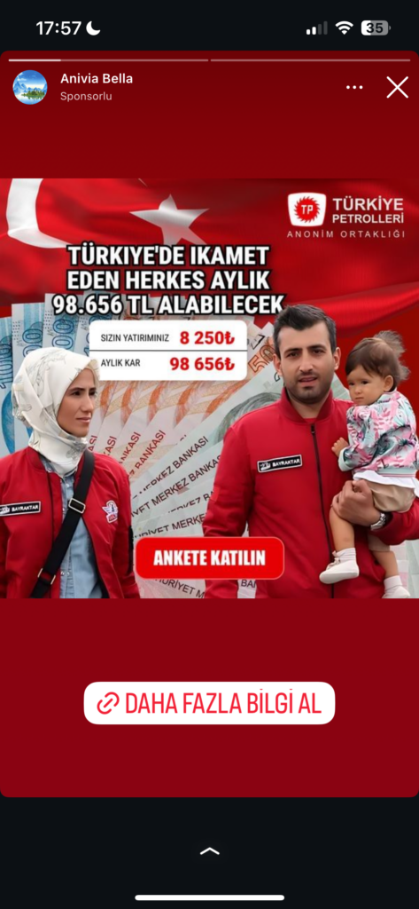 Dolandırıcıların Kullandığı Reklam Görselleri 10 Türkiye'de aylık yüksek kazanç fırsatı