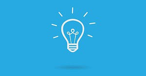 twitter aklıma bir fikir geldi, mavi fon üstüne ampül görseli, yanan bir ampül